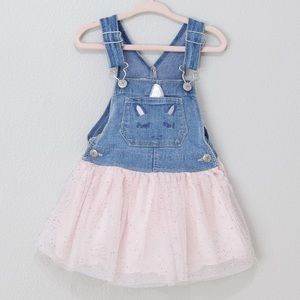OshKosh B'gosh Toddler Girl's Unicorn Glitter Sparkle Overall Skirt Bib Dress 2T